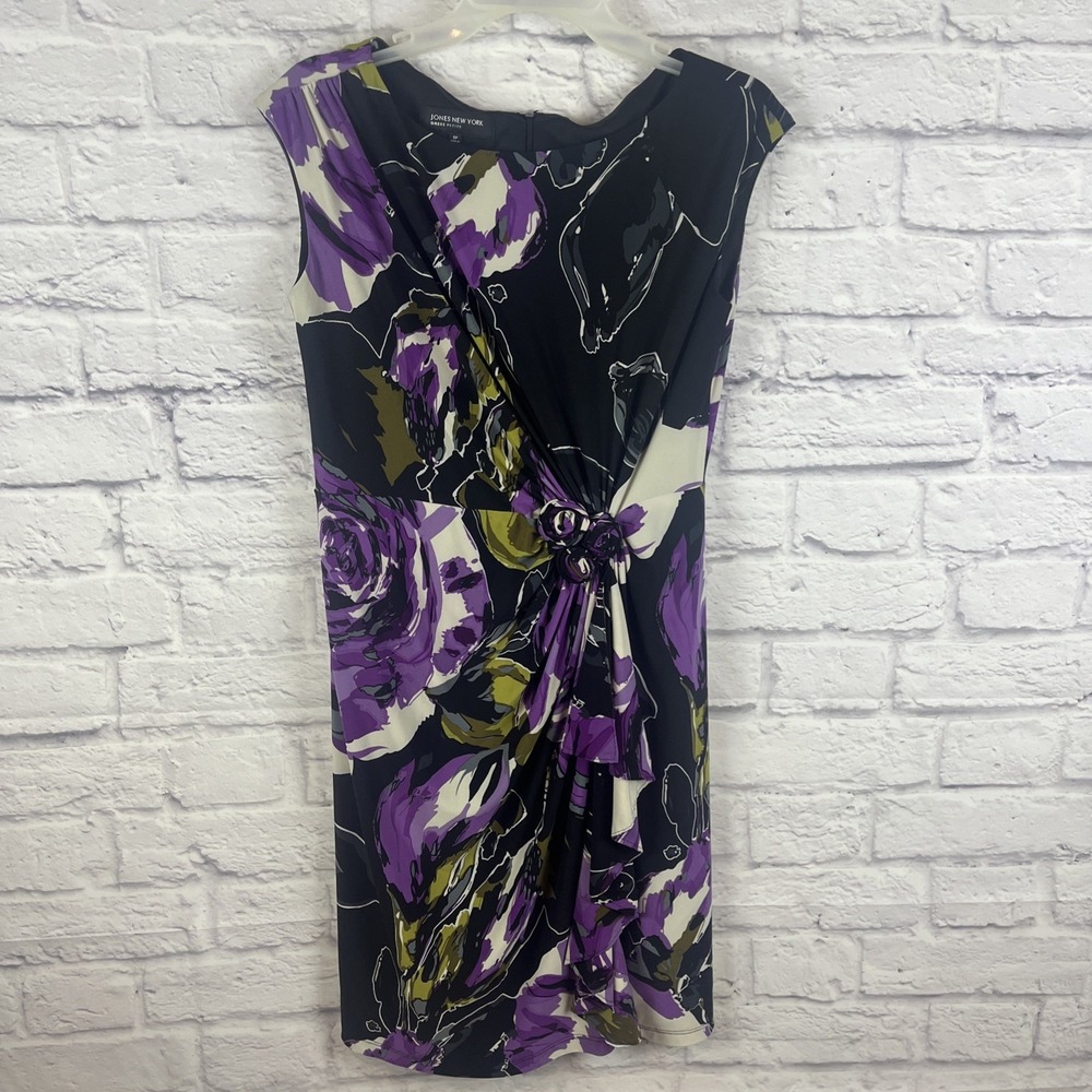 Jones New York Fairy Grunge Floral Print Sheath Dress 8 Petite Stretch